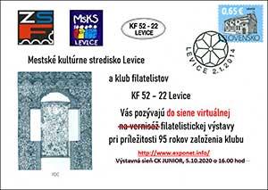 Propagačná filatelistická výstava k 95. výročiu vzniku klubu filatelistov (KF 52-22) v Leviciach