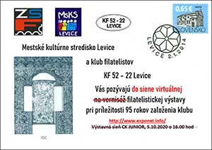 Promotional philatelic exhibition dedicated to the 95th anniversary of the club of philatelists in Levice