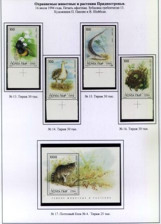 POSTAL STAMPS OF PRIDNESTROVIAN MOLDAVIAN REPUBLIC (PMR) – sheet 13
