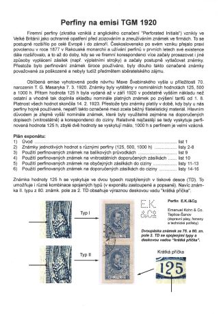 PERFINY NA EMISI TGM 1920 – list 1