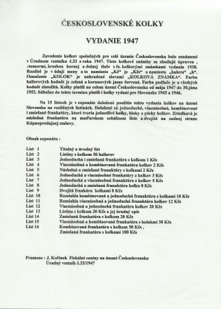 TSCHECHOSLOWAKEI: STEMPELMARKEN AUSGABE 1947 – Blatt 1