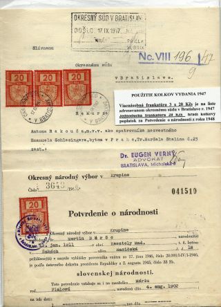 TSCHECHOSLOWAKEI: STEMPELMARKEN AUSGABE 1947 – Blatt 12