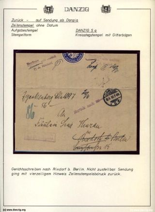 DANZIG: RETURNED SHIPMENTS – sheet 47