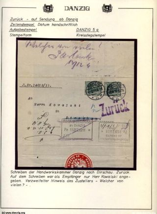 GDAŇSK - DANZIG: VRÁCENÉ ZÁSILKY – list 51