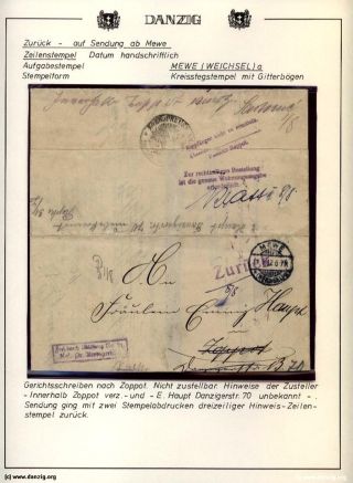 GDAŇSK - DANZIG: VRÁCENÉ ZÁSILKY – list 52
