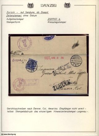 GDAŇSK - DANZIG: VRÁCENÉ ZÁSILKY – list 53