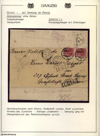 GDAŇSK - DANZIG: VRÁCENÉ ZÁSILKY – list 55
