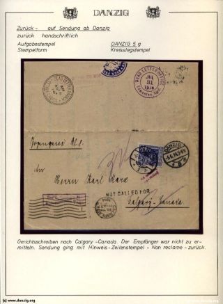 GDAŇSK - DANZIG: VRÁCENÉ ZÁSILKY – list 58