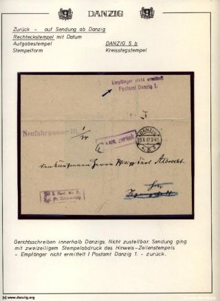 GDAŇSK - DANZIG: VRÁCENÉ ZÁSILKY – list 60