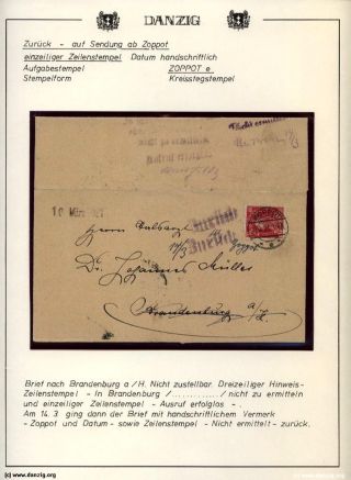 GDAŇSK - DANZIG: VRÁCENÉ ZÁSILKY – list 68