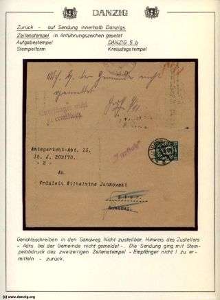 GDAŇSK - DANZIG: VRÁCENÉ ZÁSILKY – list 72