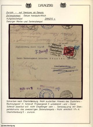 GDAŇSK - DANZIG: VRÁCENÉ ZÁSILKY – list 73
