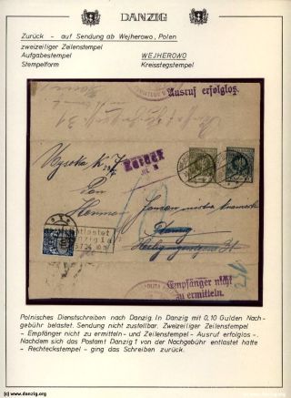 GDAŇSK - DANZIG: VRÁCENÉ ZÁSILKY – list 74