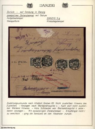 GDAŇSK - DANZIG: VRÁCENÉ ZÁSILKY – list 76