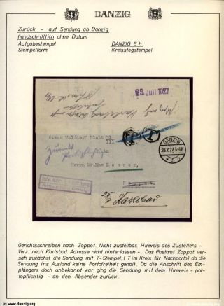 GDAŇSK - DANZIG: VRÁCENÉ ZÁSILKY – list 82