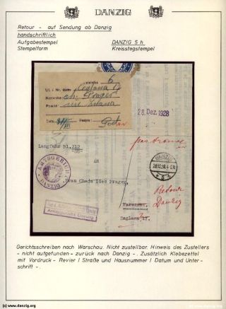 GDAŇSK - DANZIG: VRÁCENÉ ZÁSILKY – list 87