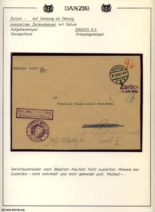 GDAŇSK - DANZIG: VRÁCENÉ ZÁSILKY – list 89