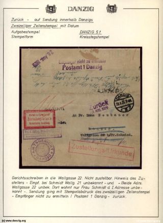 GDAŇSK - DANZIG: VRÁCENÉ ZÁSILKY – list 91