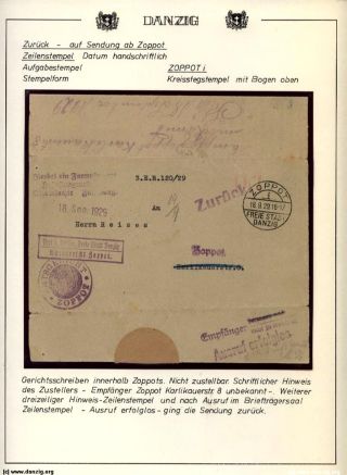 GDAŇSK - DANZIG: VRÁCENÉ ZÁSILKY – list 92