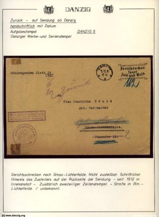 GDAŇSK - DANZIG: VRÁCENÉ ZÁSILKY – list 97