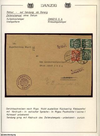 GDAŇSK - DANZIG: VRÁCENÉ ZÁSILKY – list 103
