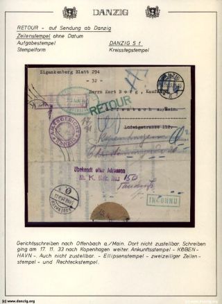 GDAŇSK - DANZIG: VRÁCENÉ ZÁSILKY – list 106