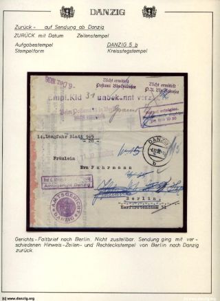 GDAŇSK - DANZIG: VRÁCENÉ ZÁSILKY – list 111
