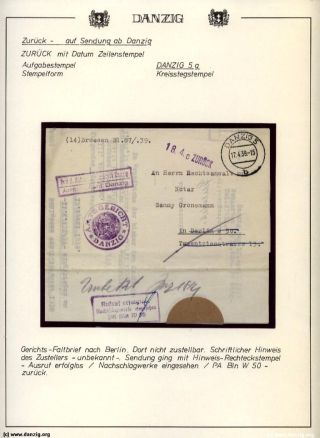 GDAŇSK - DANZIG: VRÁCENÉ ZÁSILKY – list 112