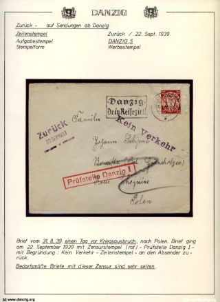 GDAŇSK - DANZIG: VRÁCENÉ ZÁSILKY – list 113