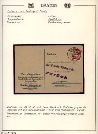 GDAŇSK - DANZIG: VRÁCENÉ ZÁSILKY – list 115