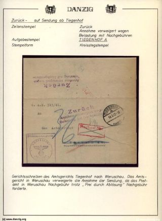 GDAŇSK - DANZIG: VRÁCENÉ ZÁSILKY – list 116