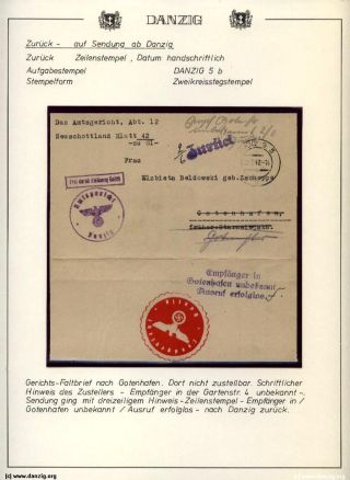 GDAŇSK - DANZIG: VRÁCENÉ ZÁSILKY – list 117
