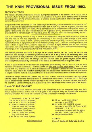 THE KNIN PROVISIONAL ISSUE FROM 1993 – sheet 1