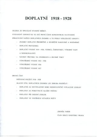 DOPLATNÍ 1918-1928 – list 1