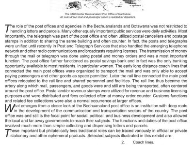 THE REST OF THE BECHUANALAND POST OFFICE