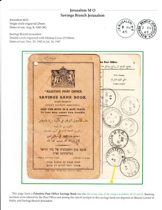 RAZÍTKA CIVILNÍ POŠTY A POŠTOVNÍ ZNAČENÍ V BRITSKÉM JERUZALÉMU 1918-1948 – list 96