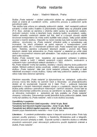 POSTE RESTANTE (focusing on the territory of Czechoslovakia) – sheet 1