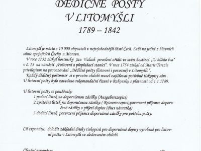 POSTMASTER'S RECEIPTS FOR REGISTERED LETTERS OF THE HEREDITARY POST IN LITOMYSL 1789-1842