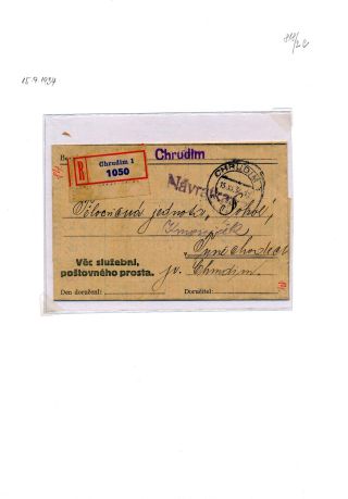CHRUDIM (postal history) – sheet 171