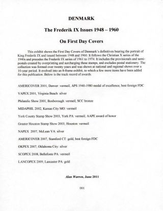 DÁNSKO - VYDÁNÍ FREDERIK IX 1948-1960 NA OBÁLKÁCH PRVNÍHO DNE – list 1