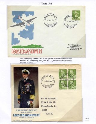 DÁNSKO - VYDÁNÍ FREDERIK IX 1948-1960 NA OBÁLKÁCH PRVNÍHO DNE – list 20