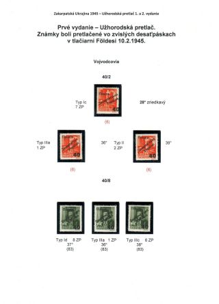ZAKARPATSKÁ UKRAJINA 1945 - UŽHORODSKÝ PŘETISK 1. A 2. VYDÁNÍ – list 2