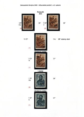 ZAKARPATSKÁ UKRAJINA 1945 - UŽHORODSKÝ PŘETISK 1. A 2. VYDÁNÍ – list 15