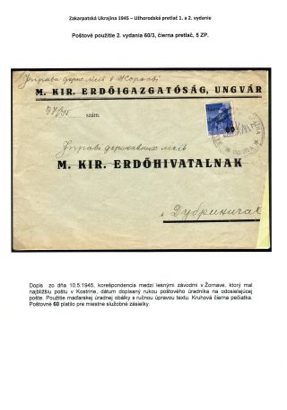 ZAKARPATSKÁ UKRAJINA 1945 - UŽHORODSKÝ PŘETISK 1. A 2. VYDÁNÍ – list 30