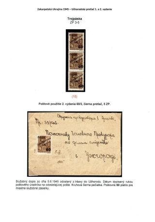 ZAKARPATSKÁ UKRAJINA 1945 - UŽHORODSKÝ PŘETISK 1. A 2. VYDÁNÍ – list 35