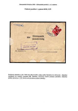 ZAKARPATSKÁ UKRAJINA 1945 - UŽHORODSKÝ PŘETISK 1. A 2. VYDÁNÍ – list 48