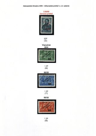 ZAKARPATSKÁ UKRAJINA 1945 - UŽHORODSKÝ PŘETISK 1. A 2. VYDÁNÍ – list 67