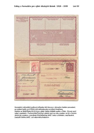 POSTAL STATIONERY AND FORMS TO COLLECT DUE AMOUNTS 1918-1945 – sheet 3