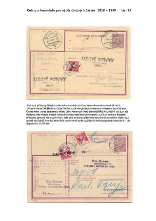 POSTAL STATIONERY AND FORMS TO COLLECT DUE AMOUNTS 1918-1945 – sheet 13