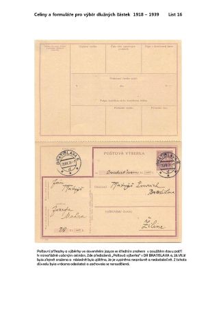 POSTAL STATIONERY AND FORMS TO COLLECT DUE AMOUNTS 1918-1945 – sheet 16
